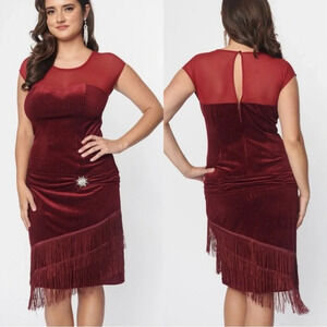 NWOT Unique Vintage Red Velour Flapper Dress